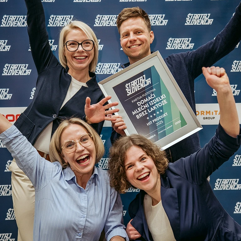 Kmetija Pustotnik ima Hit produkt leta 2025 / Zmagovalec projekta Štartaj Slovenija 2025 je linija mlečnih izdelkov brez laktoze